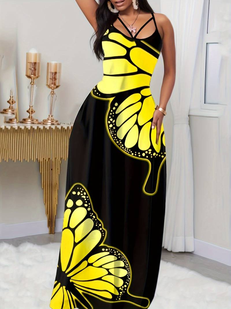 Damen Schmetterlingsdruck Maxikleid - Amelia