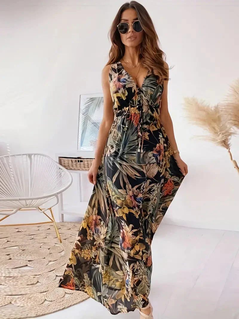 Damen Sommer Blumen Maxi Kleid - Emily