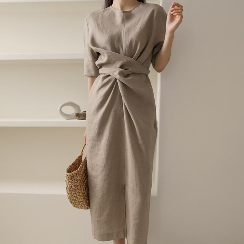 Damen Sommer Wickel Midi Kleid - Alina