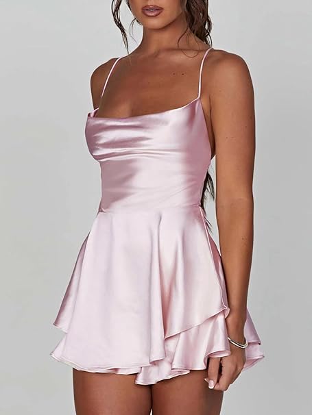 Damen Spaghetti-Träger Mini-Kleid - Melissa