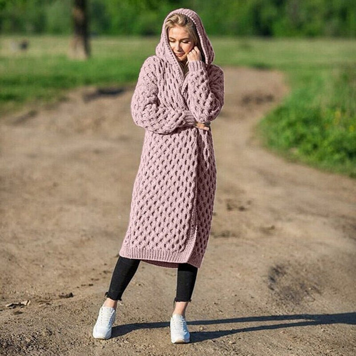 Damen Strick Kapuze Strickjacke | Lang