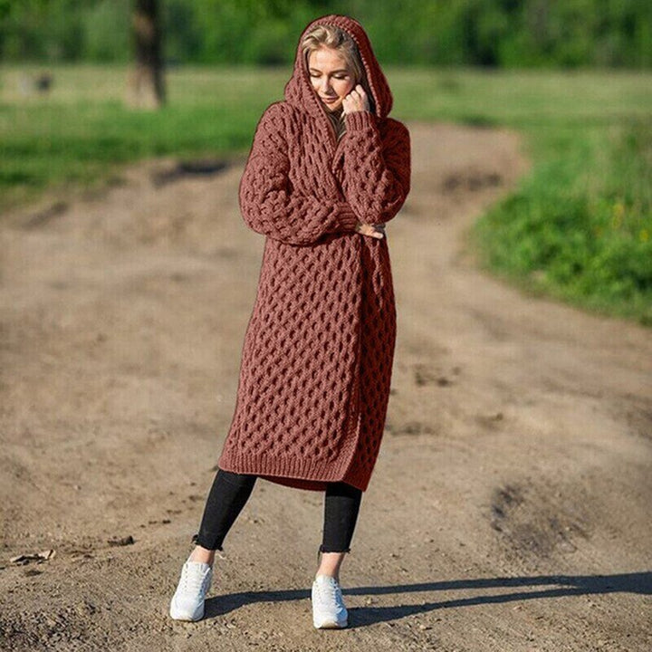 Damen Strick Kapuze Strickjacke | Lang