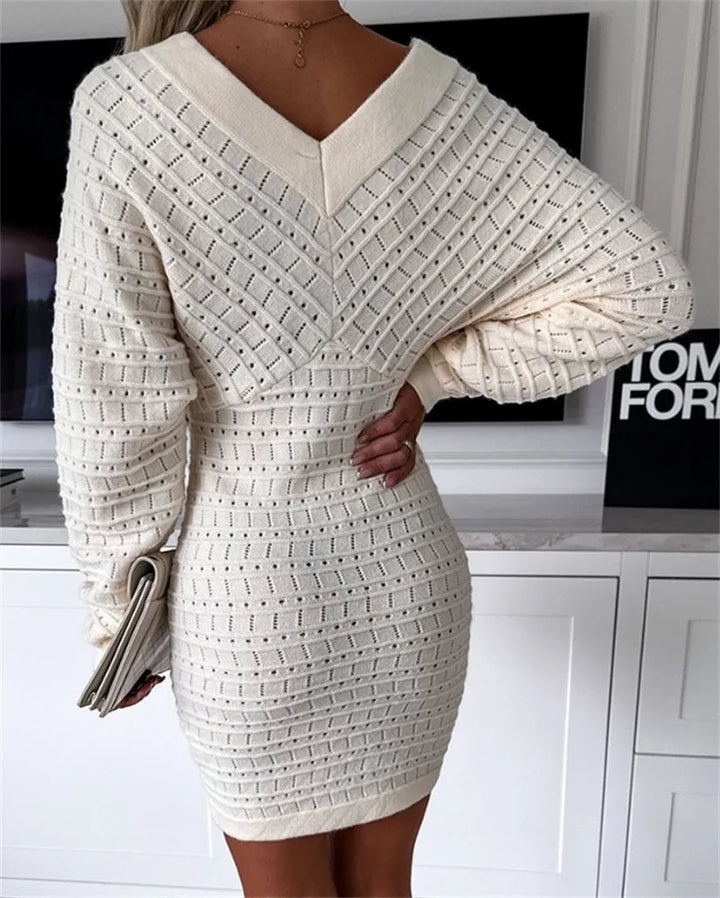 Damen Strickkleid mit V-Ausschnitt - Lozenda