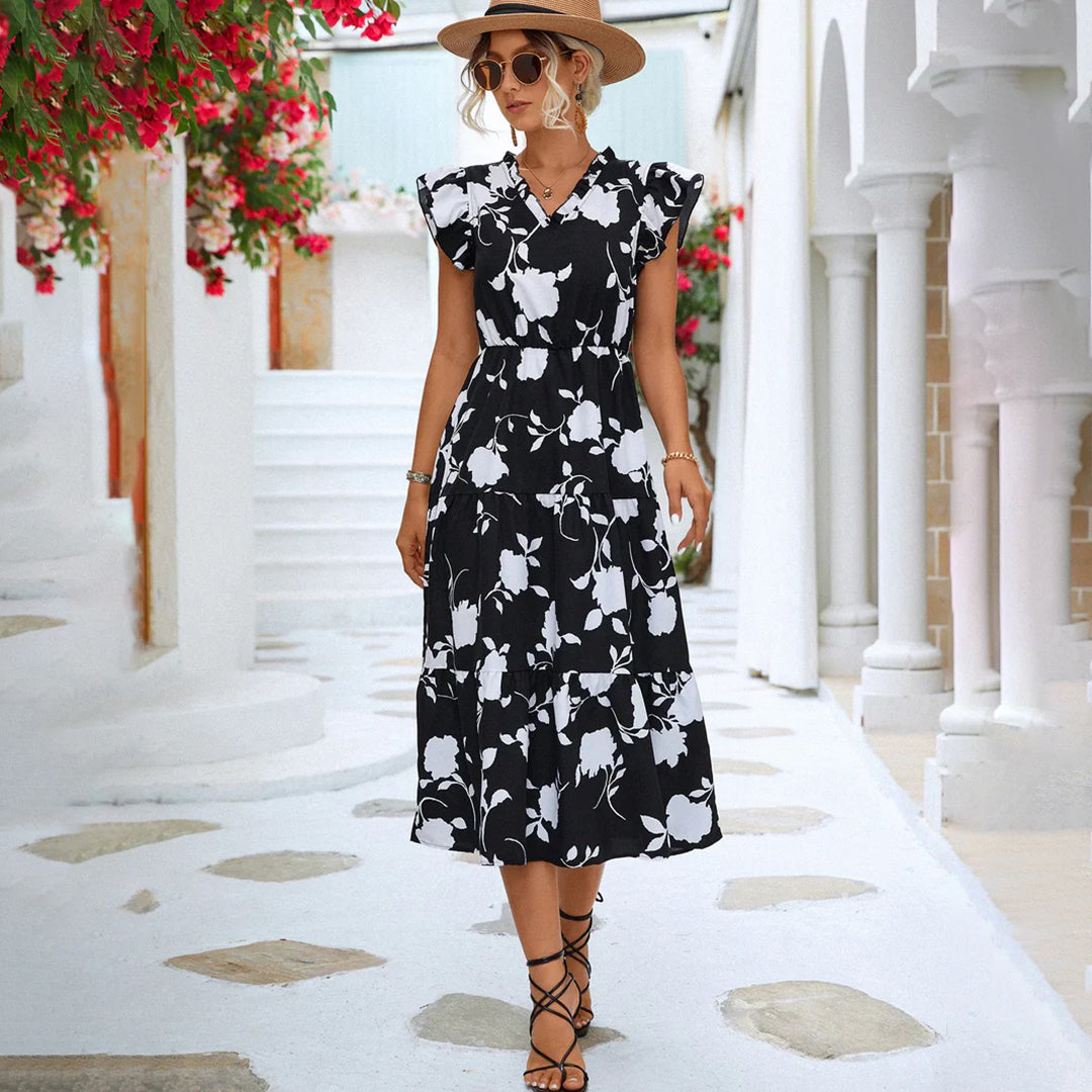 Damen Stylish Sommer Boho Midi Kleid - Olivia