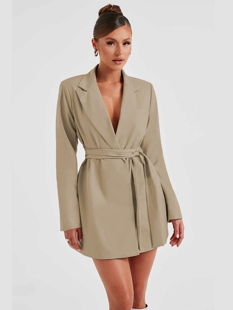 Damen V-Ausschnitt Blazer Mini Kleid - Clare