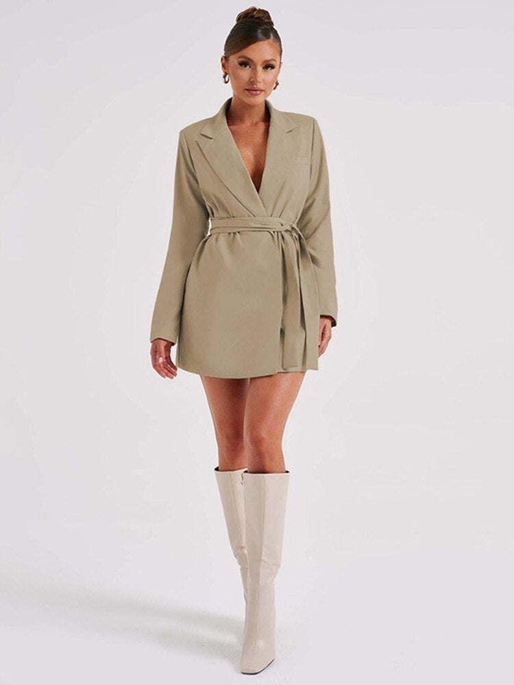 Damen V-Ausschnitt Blazer Mini Kleid - Clare