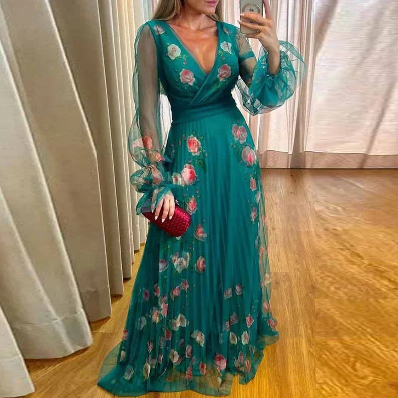 Damen V-Ausschnitt Hochzeits Maxi Kleid - Heidi