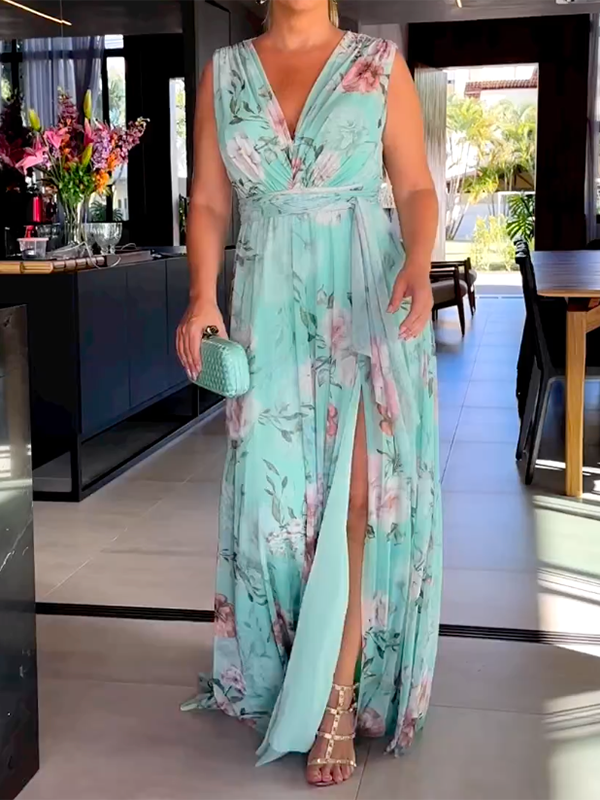 Damen V-Ausschnitt Maxikleid - Heidi