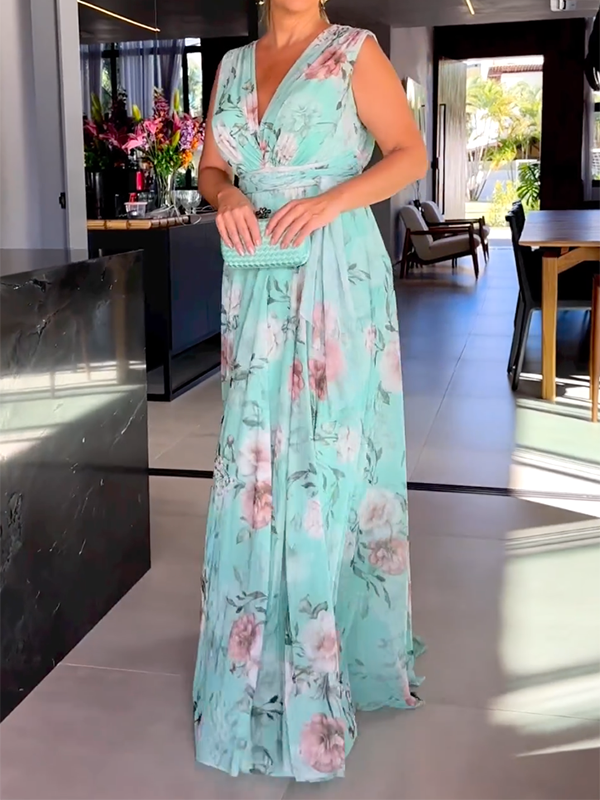 Damen V-Ausschnitt Maxikleid - Heidi