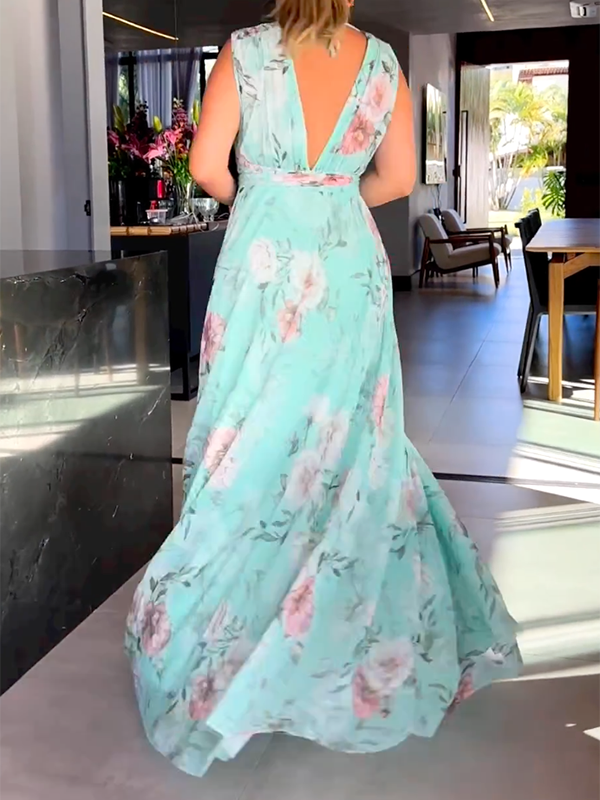 Damen V-Ausschnitt Maxikleid - Heidi