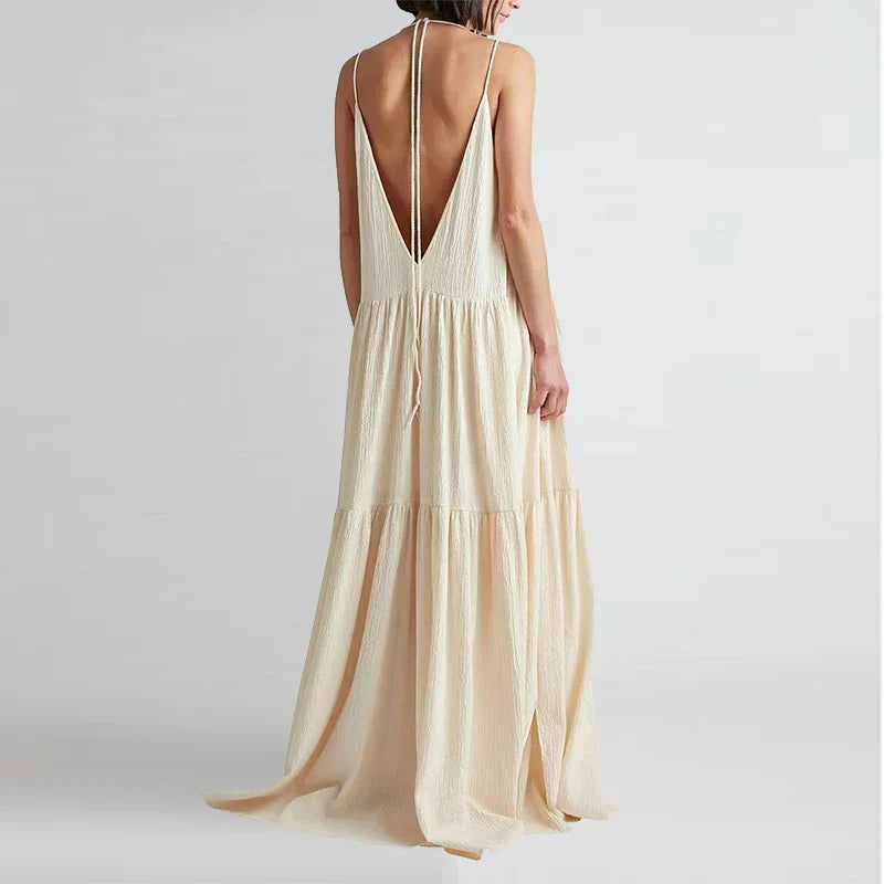 Damen V-Ausschnitt Sommer Maxi Kleid – Arielle