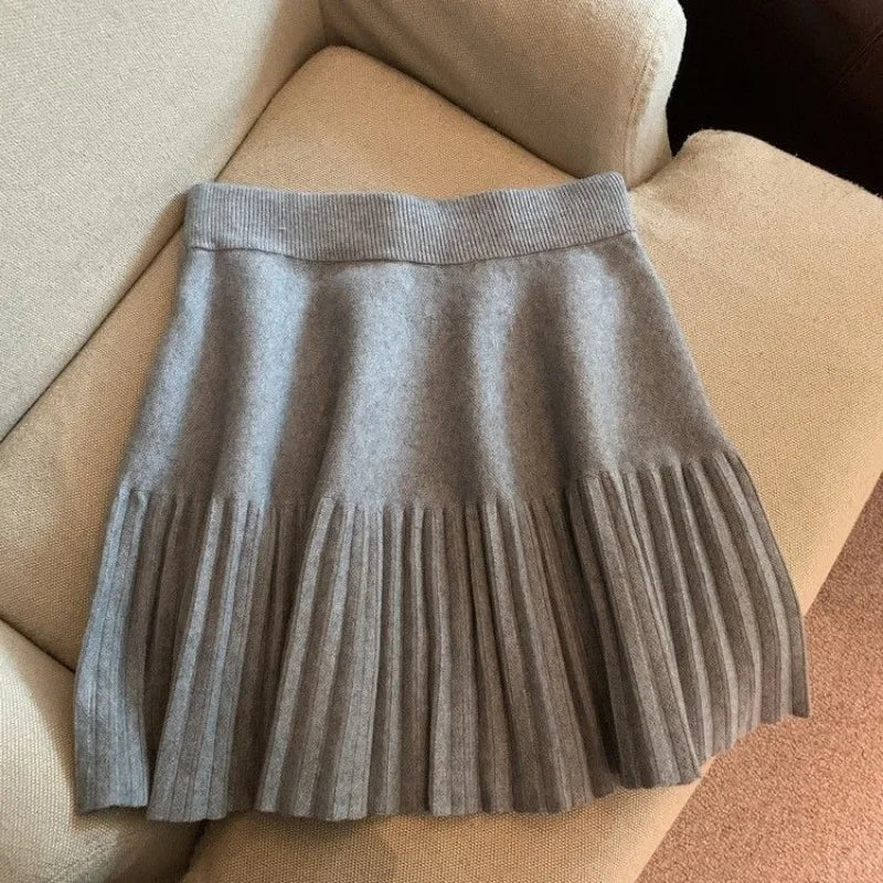 Damen Winter hoch taillierte A-Linie Rock Strickock