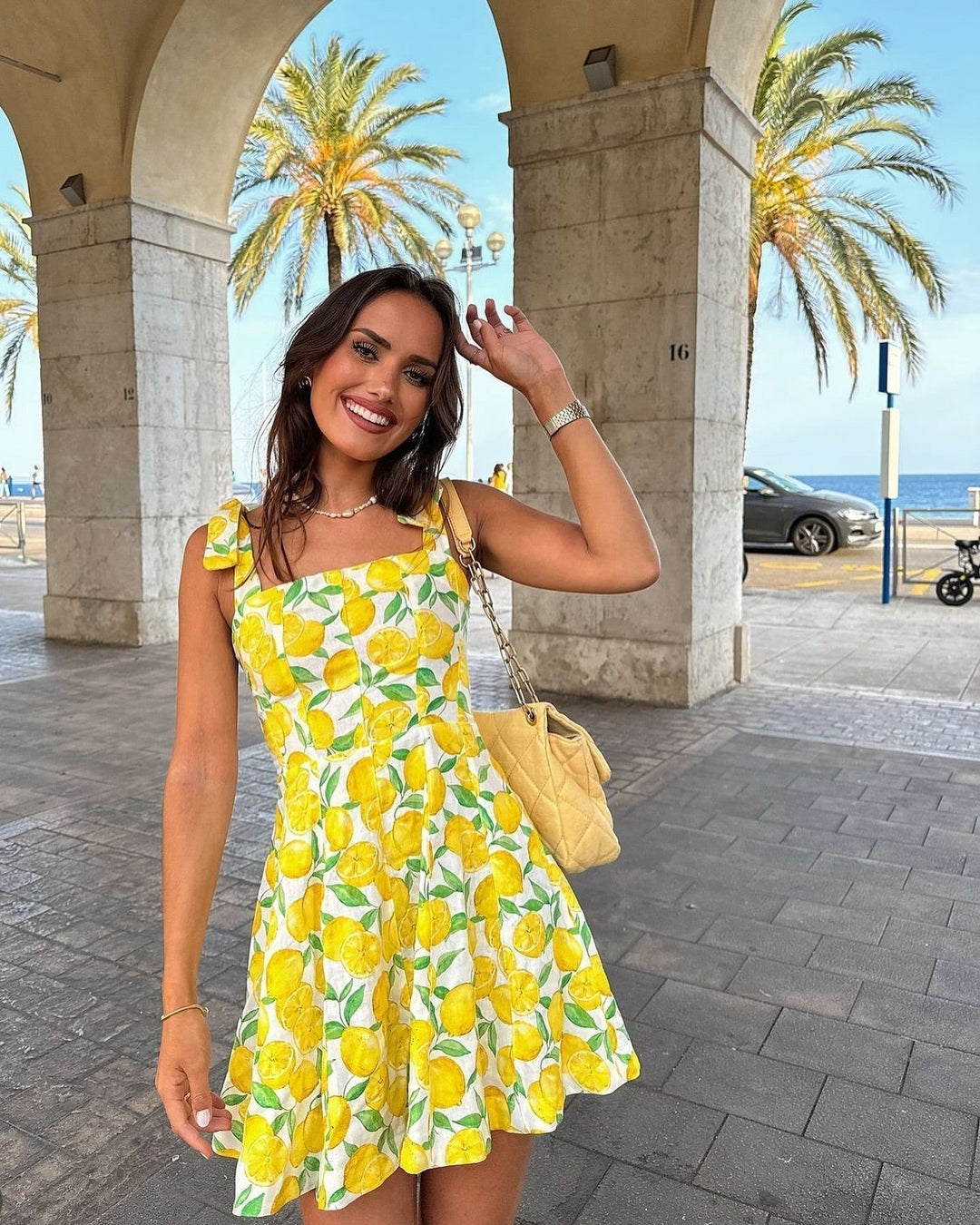Damen Zitronenprint Minikleid - Sophie