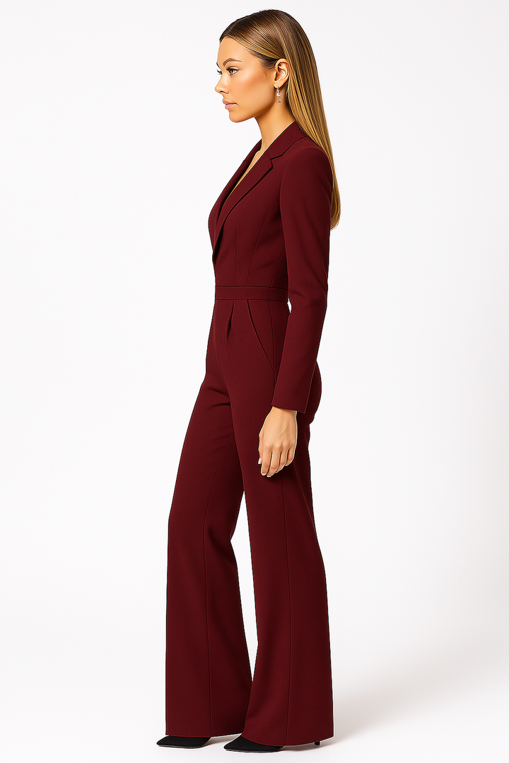 Damen Jumpsuit mit V-Ausschnitt – Eleganter Look & Weites Bein