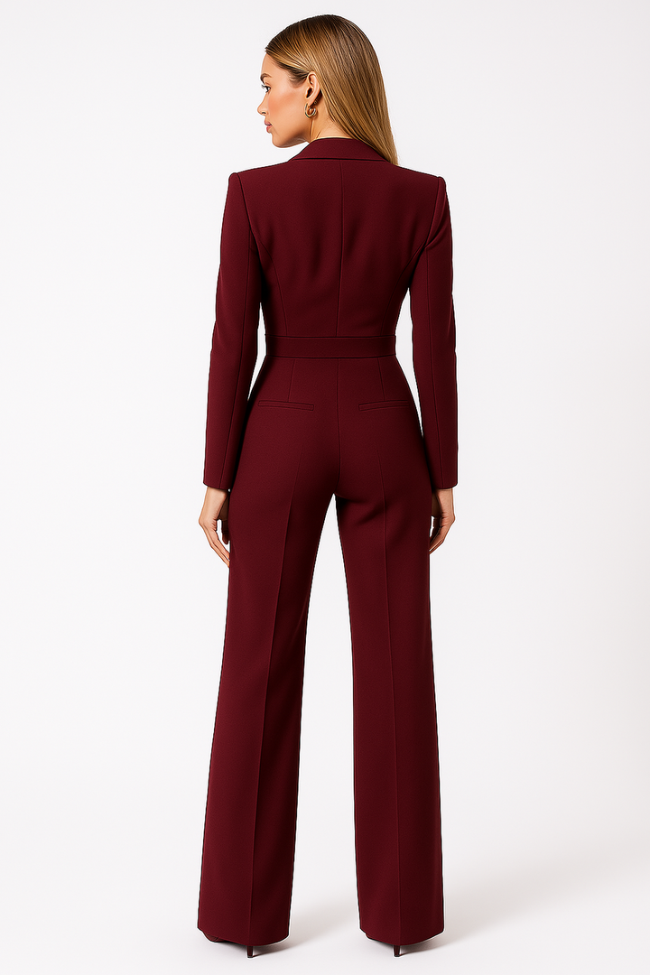 Damen Jumpsuit mit V-Ausschnitt – Eleganter Look & Weites Bein