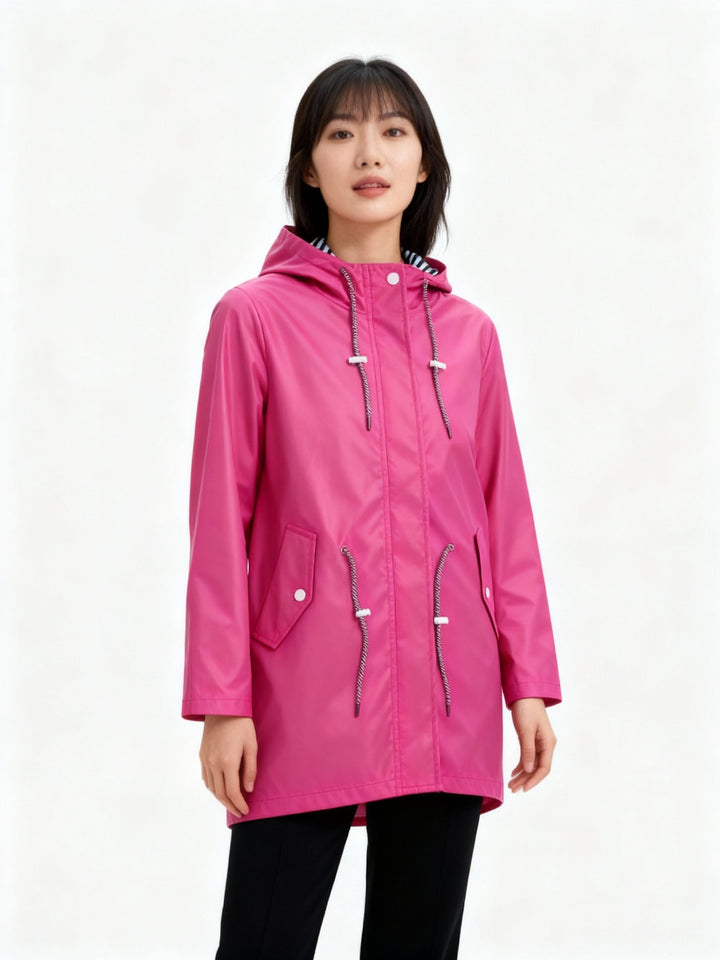 Damen Regenjacke Lang mit Kapuze