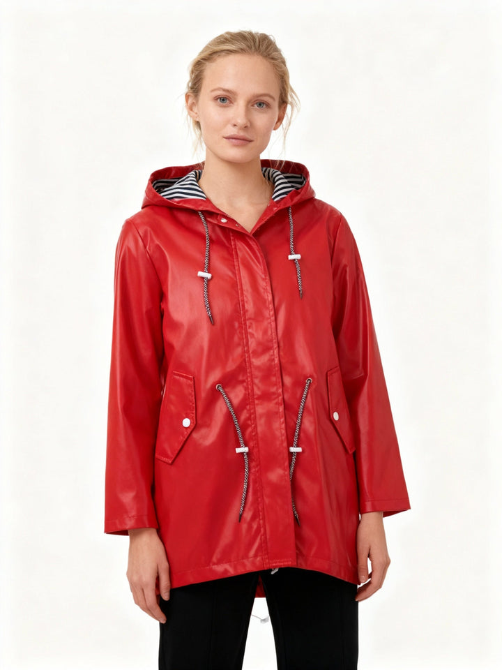 Damen Regenjacke Lang mit Kapuze