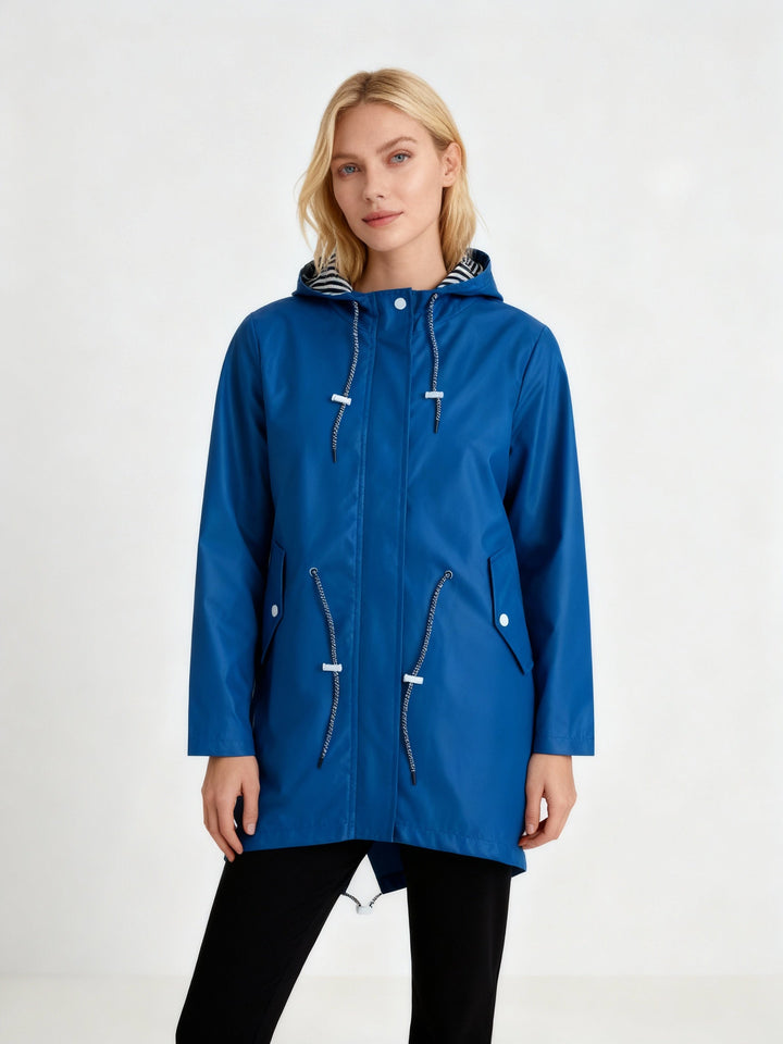 Damen Regenjacke Lang mit Kapuze