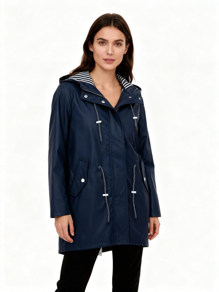 Damen Regenjacke Lang mit Kapuze