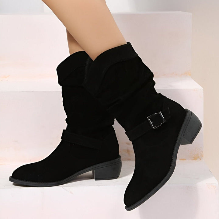Damen Stiefeletten mit Faltenoptik