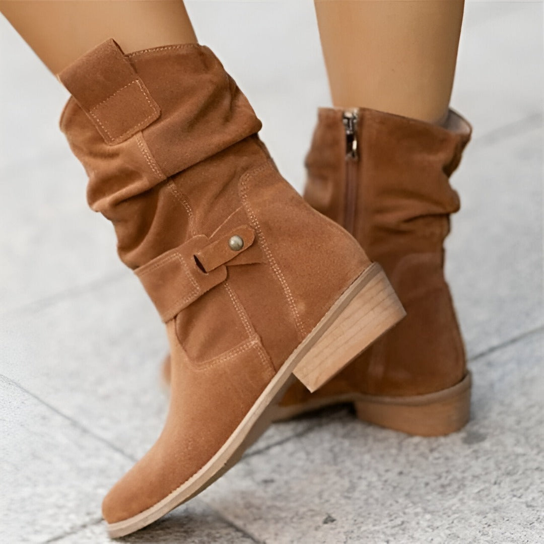 Damen Stiefeletten mit Faltenoptik
