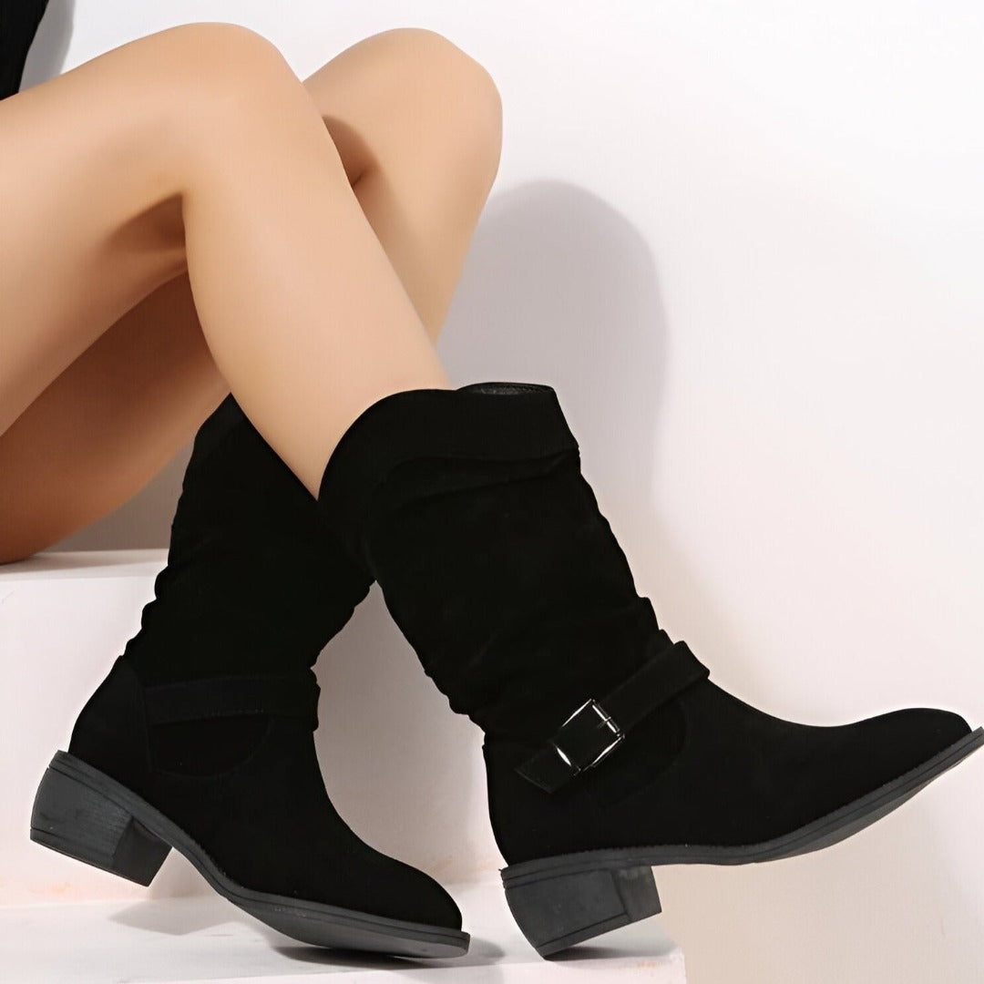 Damen Stiefeletten mit Faltenoptik