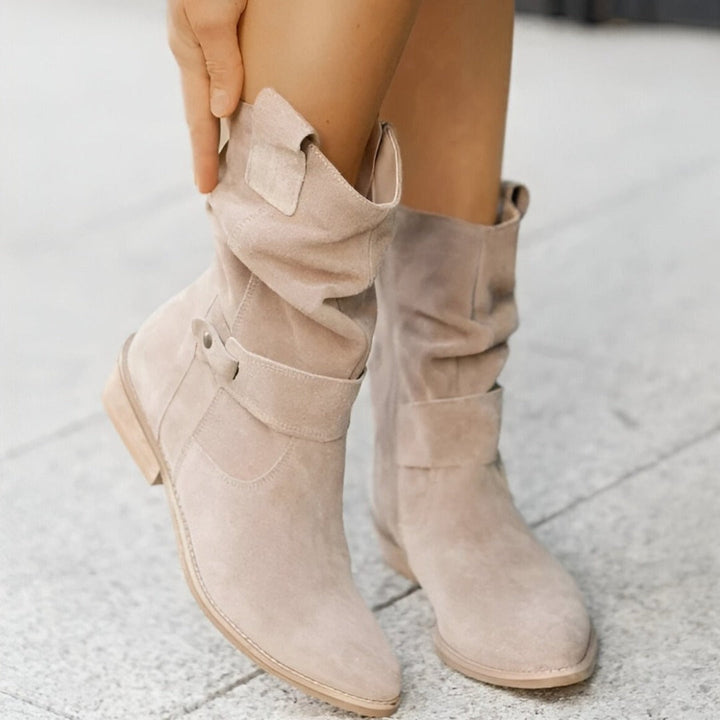 Damen Stiefeletten mit Faltenoptik