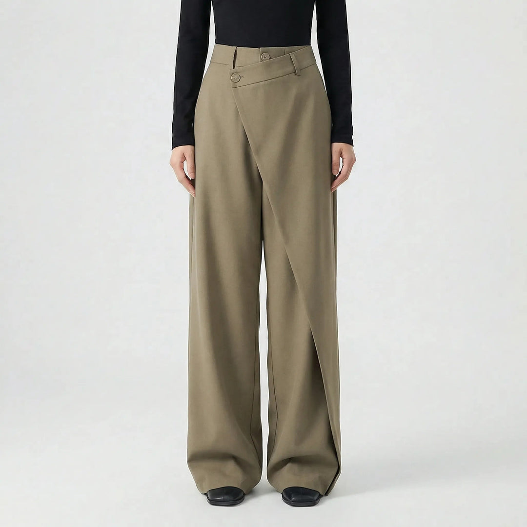Damenhose | Wide-Leg Schnitt & Wickel-Optik für Elegante Linie