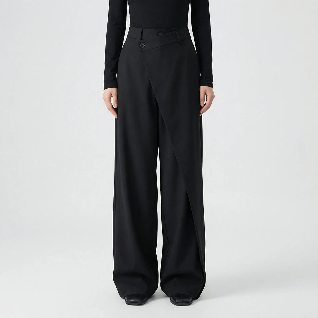 Damenhose | Wide-Leg Schnitt & Wickel-Optik für Elegante Linie