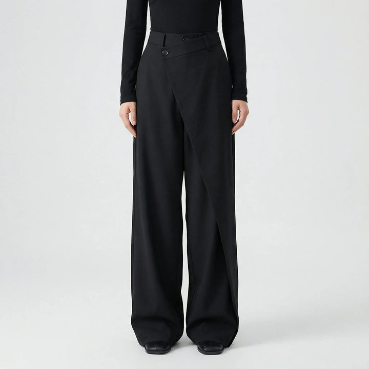 Damenhose | Wide-Leg Schnitt & Wickel-Optik für Elegante Linie