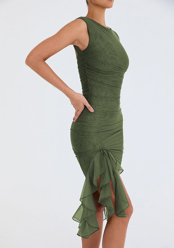 Damen's Ruched Chic Cocktail Midi Kleid – Kylie