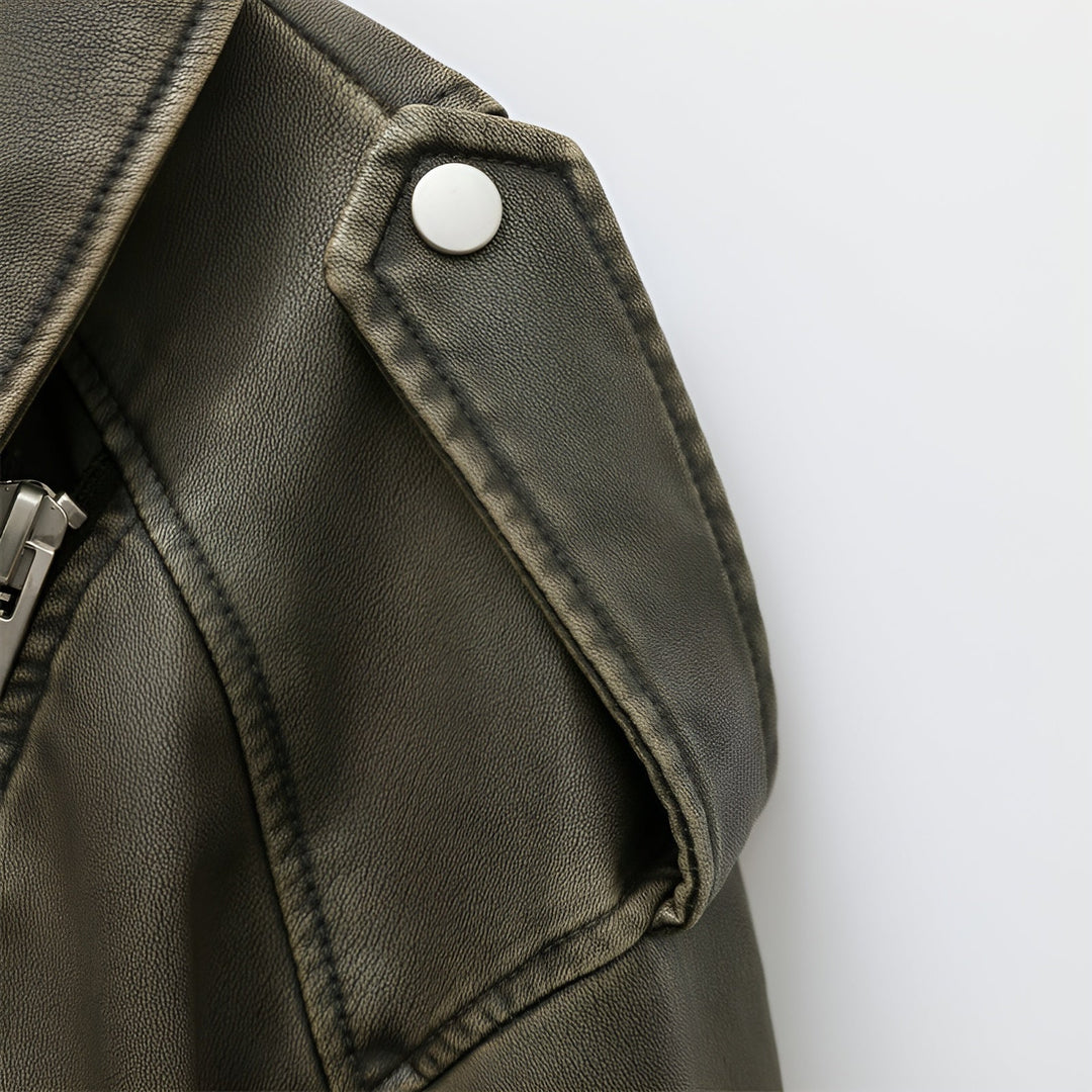 Daphne - Kurze Vintage Lederjacke