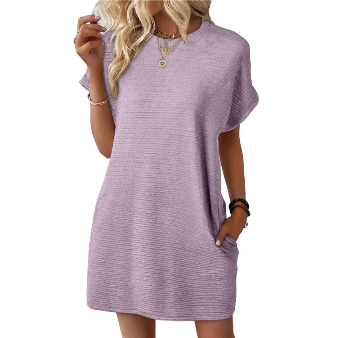Daria | Strukturierter, Bequemer & Stilvolles T-Shirt Kleid Damen 6