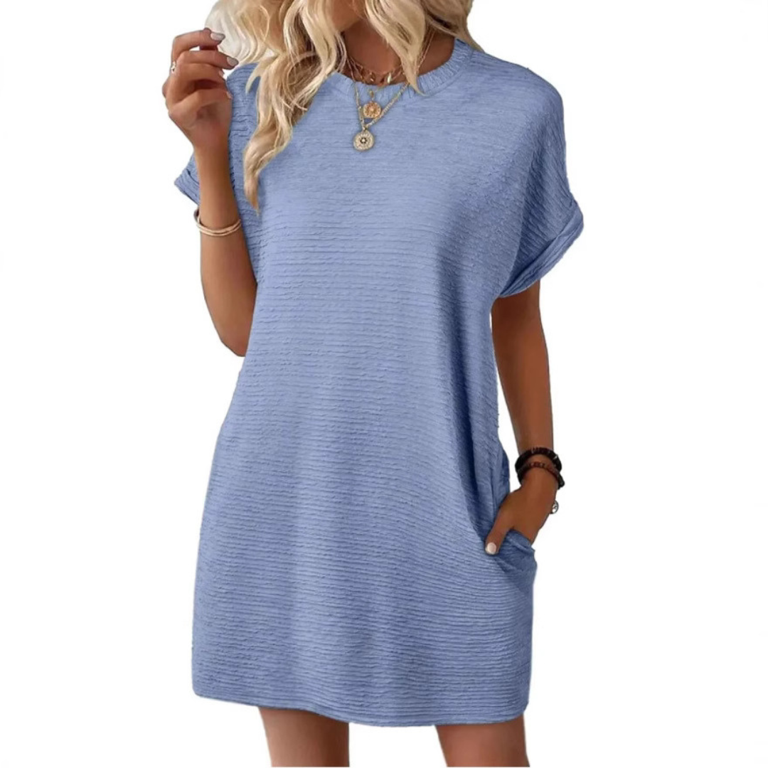 Daria | Strukturierter, Bequemer & Stilvolles T-Shirt Kleid Damen 9