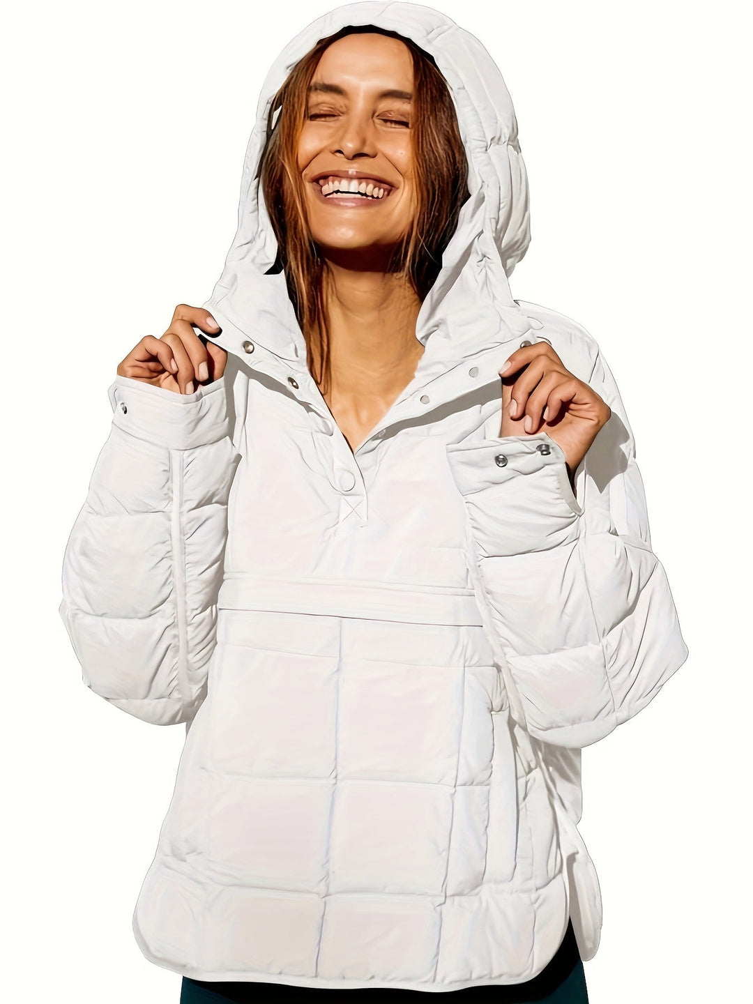 Delmy - Einfarbige Jacke mit Kapuze für Frauen