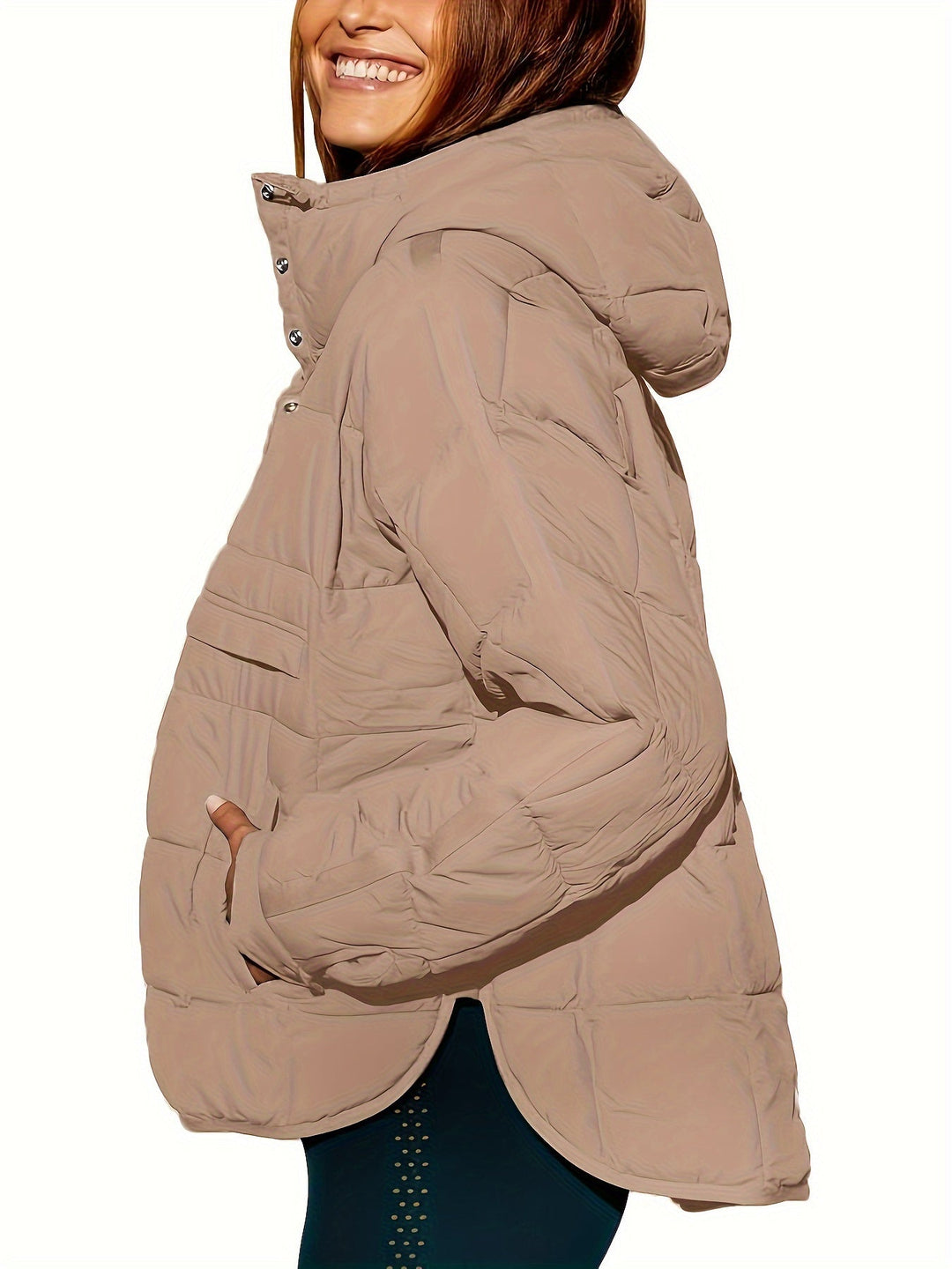Delmy - Einfarbige Jacke mit Kapuze für Frauen