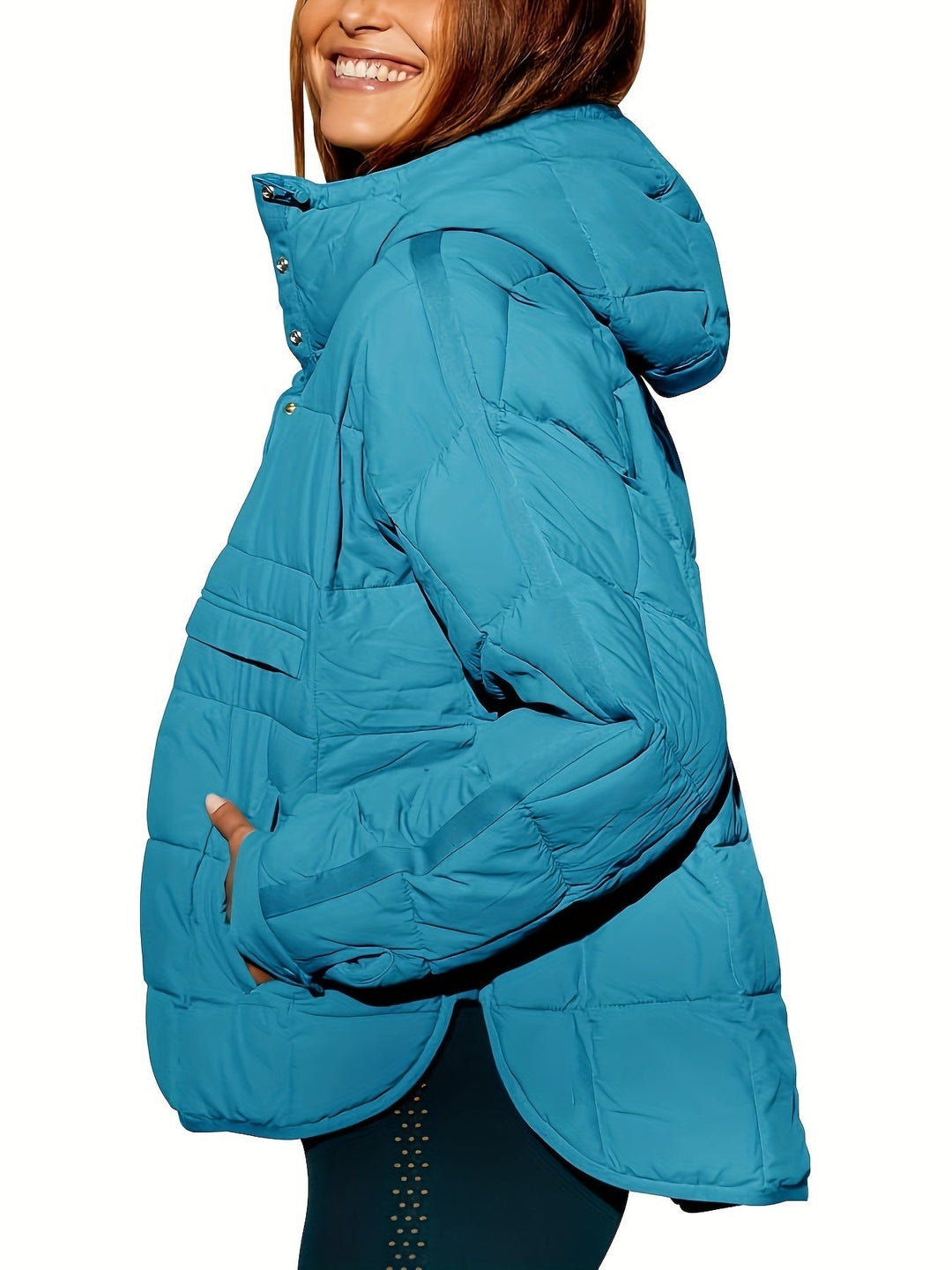 Delmy - Einfarbige Jacke mit Kapuze für Frauen