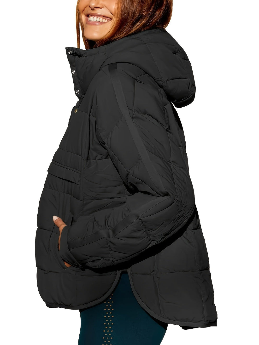 Delmy - Einfarbige Jacke mit Kapuze für Frauen