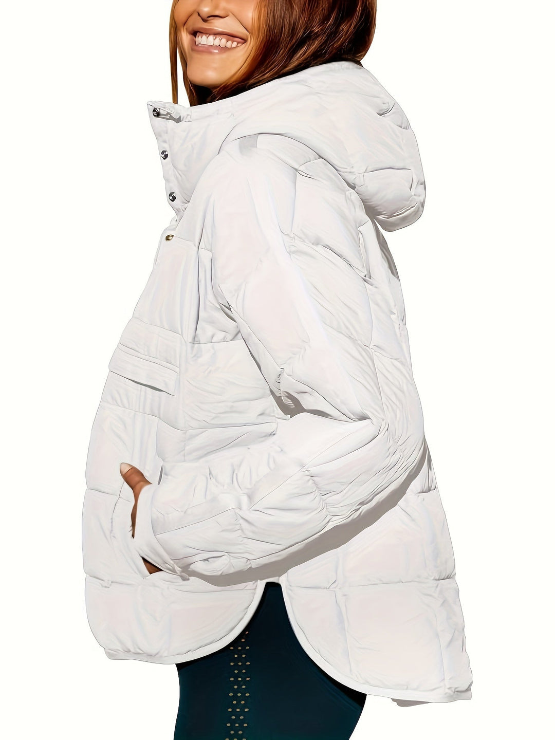 Delmy - Einfarbige Jacke mit Kapuze für Frauen