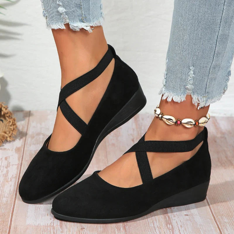 Delphine | Bequeme Ballerinas Damen – Stilvolle, Stützende Ballerina Schuhe mit Keilabsatz 0