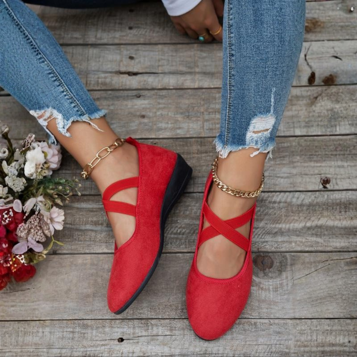 Delphine | Bequeme Ballerinas Damen – Stilvolle, Stützende Ballerina Schuhe mit Keilabsatz 4