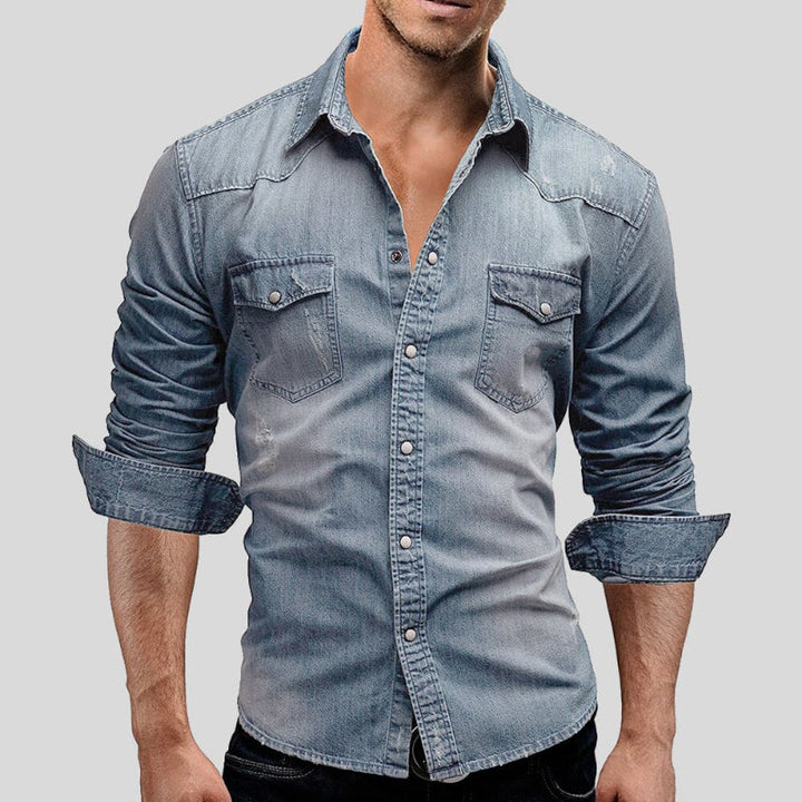 Denim Hemd Herren | Druckknopfleiste & Brusttaschen