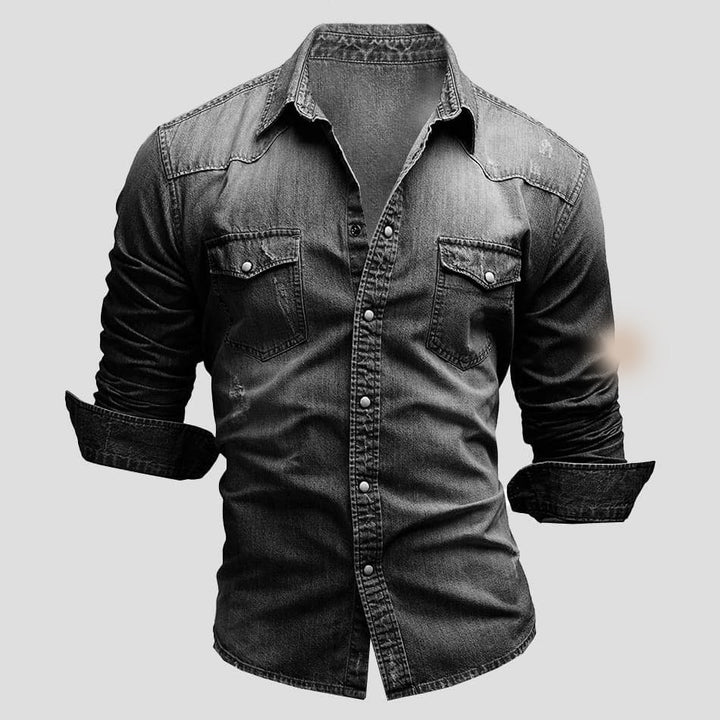 Denim Hemd Herren | Druckknopfleiste & Brusttaschen