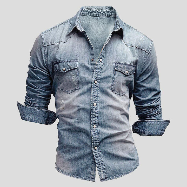 Denim Hemd Herren | Druckknopfleiste & Brusttaschen