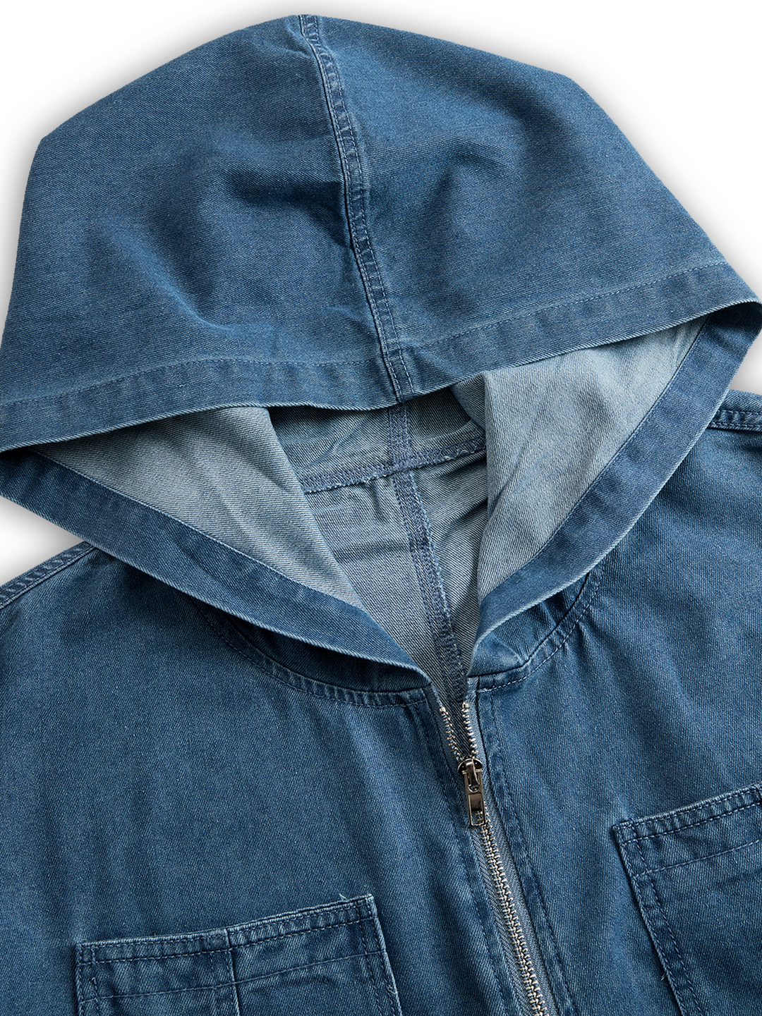 Denim Jumpsuit Damen | Kapuze & Reißverschluss für lässigen Komfort