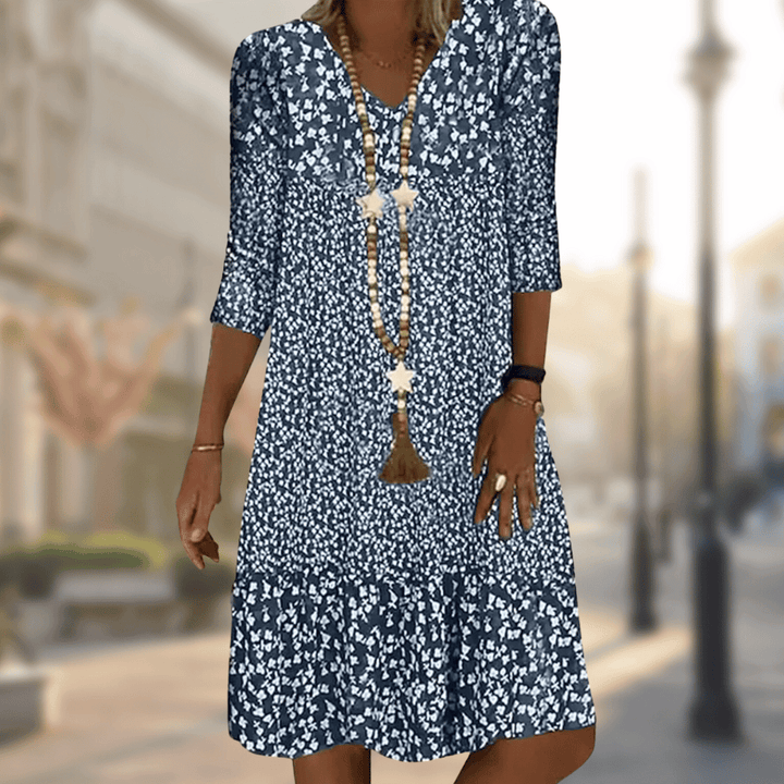 Sommerkleider  mit V-Ausschnitt Blumenprint