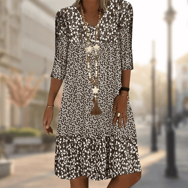 Sommerkleider  mit V-Ausschnitt Blumenprint