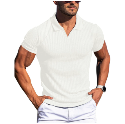 Udo | Herren Gerippt Schmale Passform Polo-Shirt