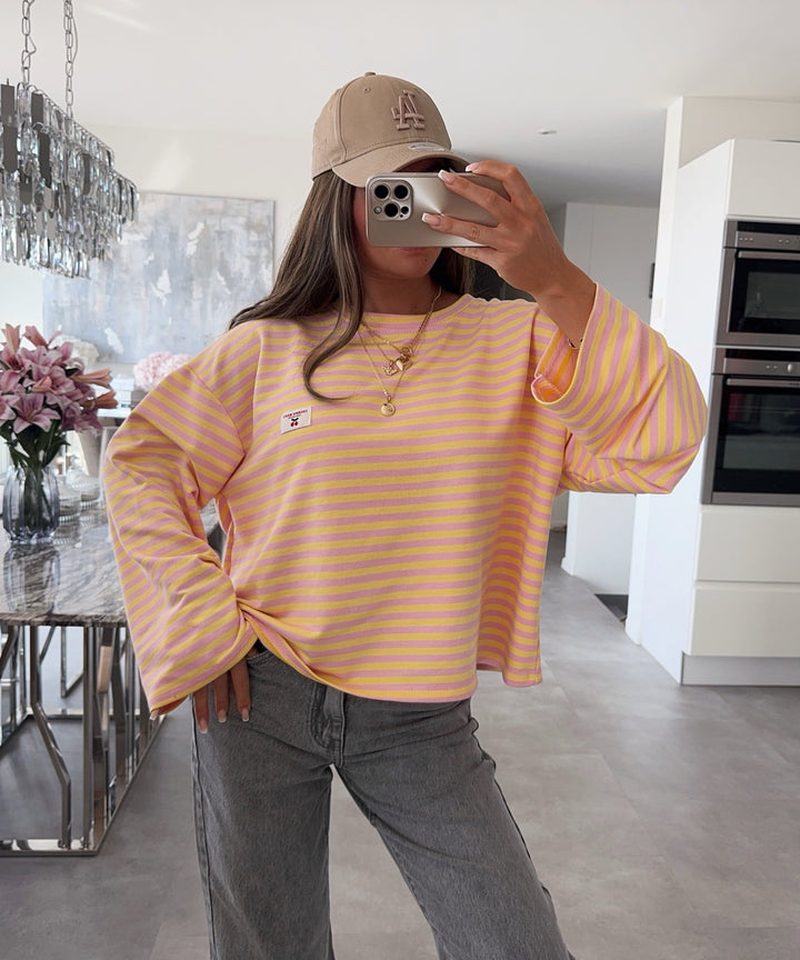 Langarmshirt Mixa Streifen Gelb Ladypolitan ♡
