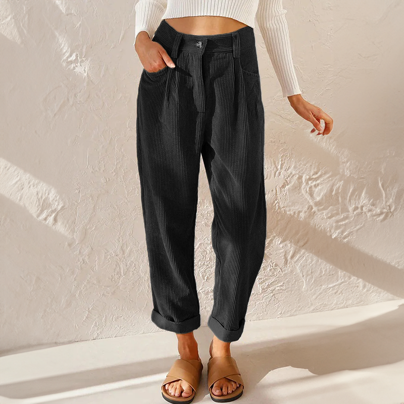 Damen Hohe Taille Cord Hosen